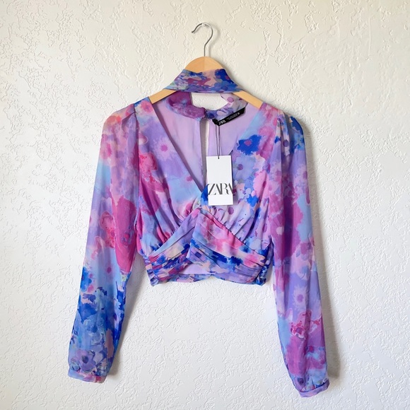 Zara Tops - Zara Floral Draped Top